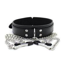 Load image into Gallery viewer, Slave Bondage Neck Collar With Metal Chain Nipple Clamp For Fetish Bdsm Couples Flirting,Sexy Intimacy Lingerie For Sex Games
