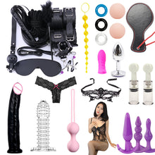 Load image into Gallery viewer, Adult Products BDSM Sex Set  Anal Plug Dildo Vibrator Sex Toys for Woman Metal Butt Plug Handcuffs Whip Gag Sex Toy Adults Game
