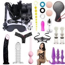 Load image into Gallery viewer, Adult Products BDSM Sex Set  Anal Plug Dildo Vibrator Sex Toys for Woman Metal Butt Plug Handcuffs Whip Gag Sex Toy Adults Game

