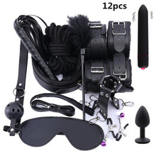 Load image into Gallery viewer, Adult Products BDSM Sex Set  Anal Plug Dildo Vibrator Sex Toys for Woman Metal Butt Plug Handcuffs Whip Gag Sex Toy Adults Game
