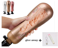Load image into Gallery viewer, Rechargeable Hands Free Male Masturbator With Strong Suction Cup Artificial Vagina Real Pussy Sex Toys games for Men Sex Product
