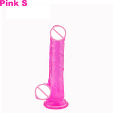 Load image into Gallery viewer, Silicone Transparent Jelly Dildo Realistic Large Penis Dick With Egg With Strong Suction Cup Anal Butt Plug Sex Toys for Woman
