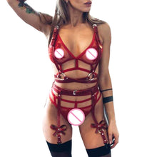 Load image into Gallery viewer, Sexy 2 PCS Leather Harness Women Erotic Lingerie Garter Belt Body Women Bra Chest Sexe Waist Belts Body Bondage Cage Suspenders
