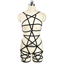 Load image into Gallery viewer, Harajuku Punk Pentagram Body Harness Belt Sexy Pentagram Body Cage Garter Belt Women Gothic Harness Bodysuit Set Tops Bondage
