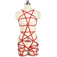 Load image into Gallery viewer, Harajuku Punk Pentagram Body Harness Belt Sexy Pentagram Body Cage Garter Belt Women Gothic Harness Bodysuit Set Tops Bondage
